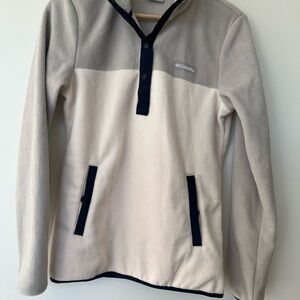 Columbia Two-Tone Fleece Sweater - Gray and Cream, XS